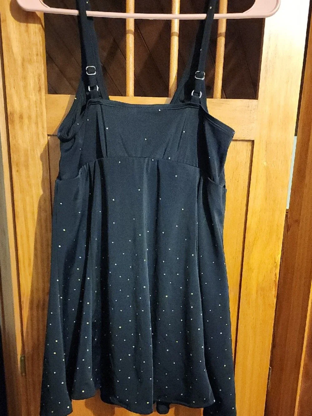MARINA WEST  Black Knot-Front Swim Dress with Gold Dot Detail